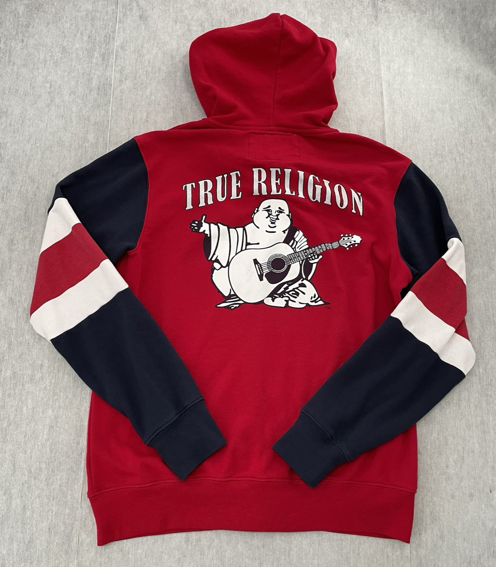 True Religion Sweater Adult XL Red Full Zip Hoodie Buddha Streetwear Mens Y2K